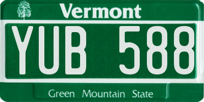 VT license plate YUB588