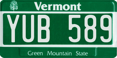 VT license plate YUB589