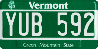 VT license plate YUB592