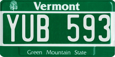 VT license plate YUB593
