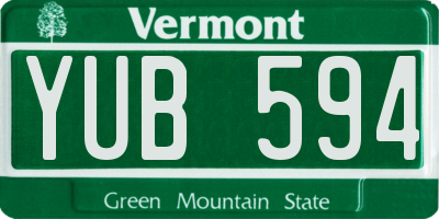 VT license plate YUB594