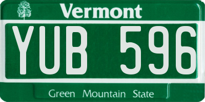 VT license plate YUB596