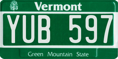VT license plate YUB597