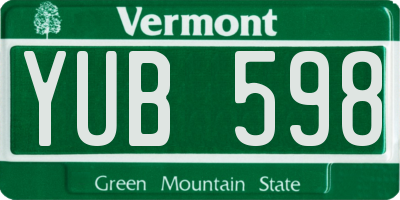 VT license plate YUB598