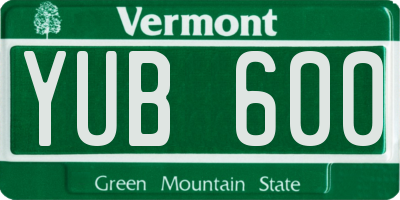 VT license plate YUB600