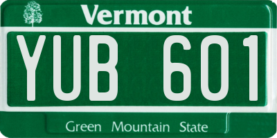 VT license plate YUB601
