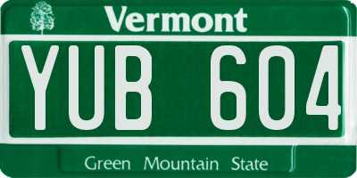 VT license plate YUB604