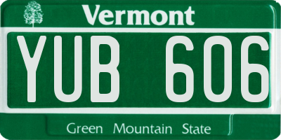 VT license plate YUB606
