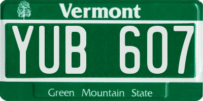 VT license plate YUB607