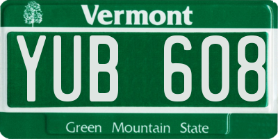 VT license plate YUB608