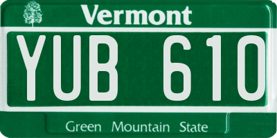 VT license plate YUB610