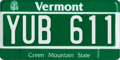 VT license plate YUB611