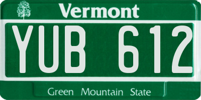 VT license plate YUB612