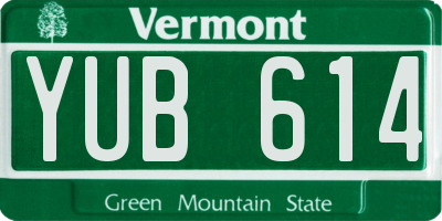 VT license plate YUB614