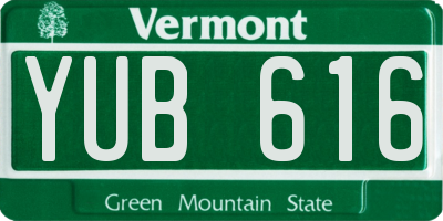 VT license plate YUB616