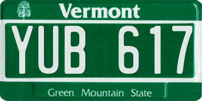 VT license plate YUB617