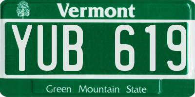 VT license plate YUB619