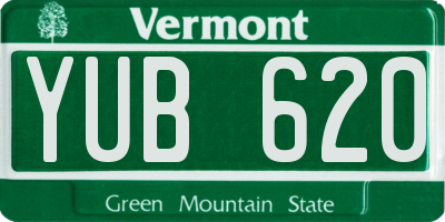 VT license plate YUB620