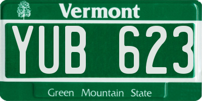 VT license plate YUB623