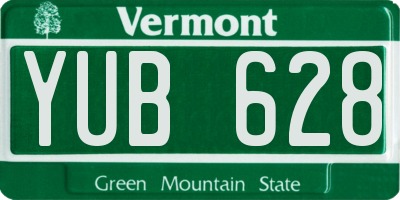 VT license plate YUB628