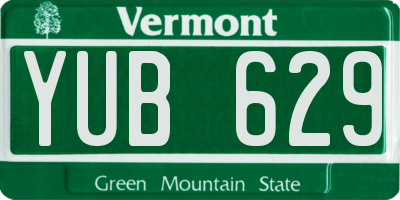VT license plate YUB629