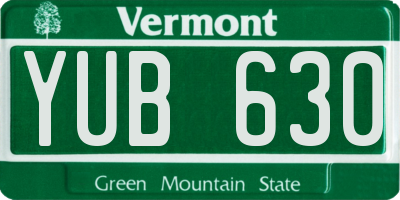 VT license plate YUB630