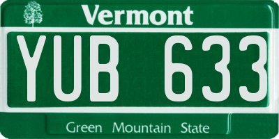 VT license plate YUB633