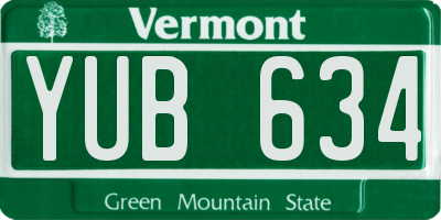 VT license plate YUB634