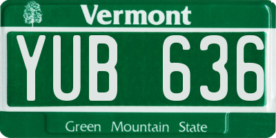 VT license plate YUB636