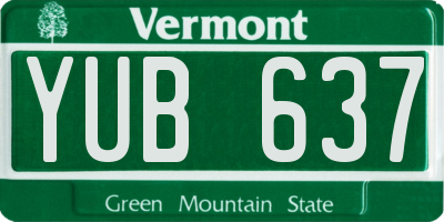 VT license plate YUB637