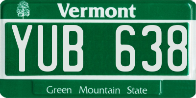 VT license plate YUB638
