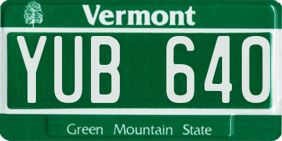 VT license plate YUB640
