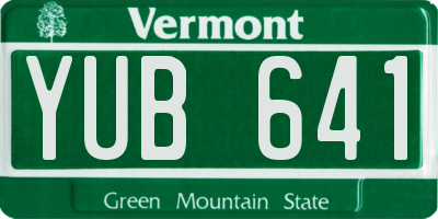 VT license plate YUB641