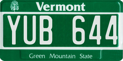 VT license plate YUB644