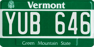 VT license plate YUB646