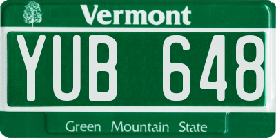 VT license plate YUB648
