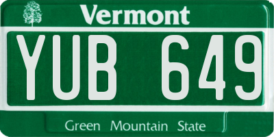 VT license plate YUB649