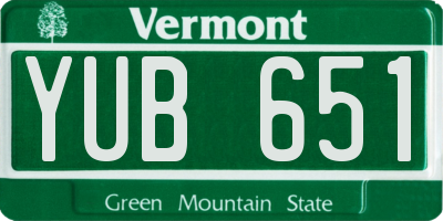 VT license plate YUB651