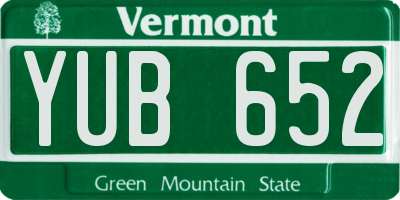 VT license plate YUB652