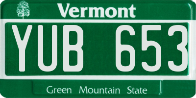 VT license plate YUB653