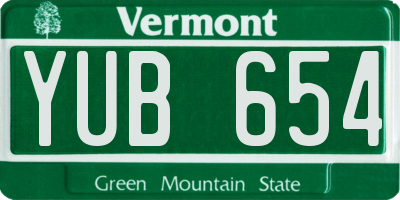 VT license plate YUB654