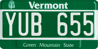 VT license plate YUB655