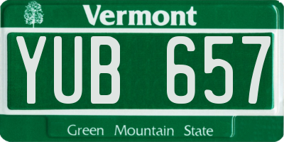 VT license plate YUB657