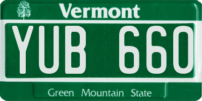 VT license plate YUB660