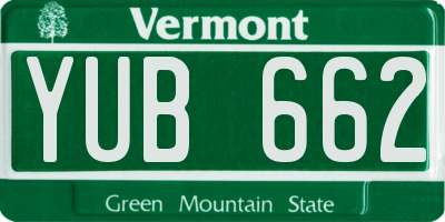 VT license plate YUB662