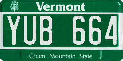VT license plate YUB664