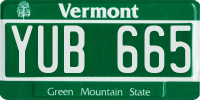 VT license plate YUB665