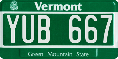 VT license plate YUB667