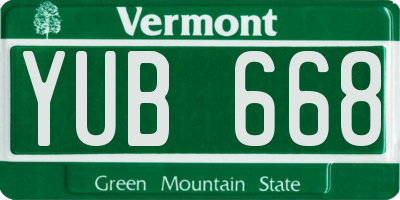 VT license plate YUB668