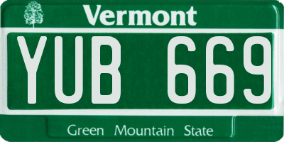 VT license plate YUB669
